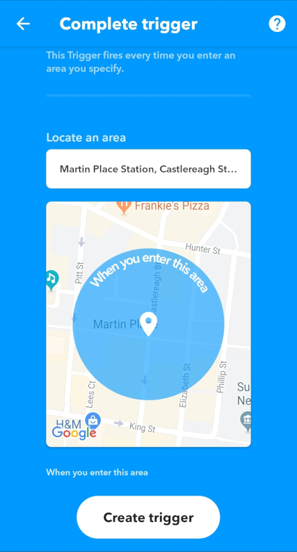 Set the area